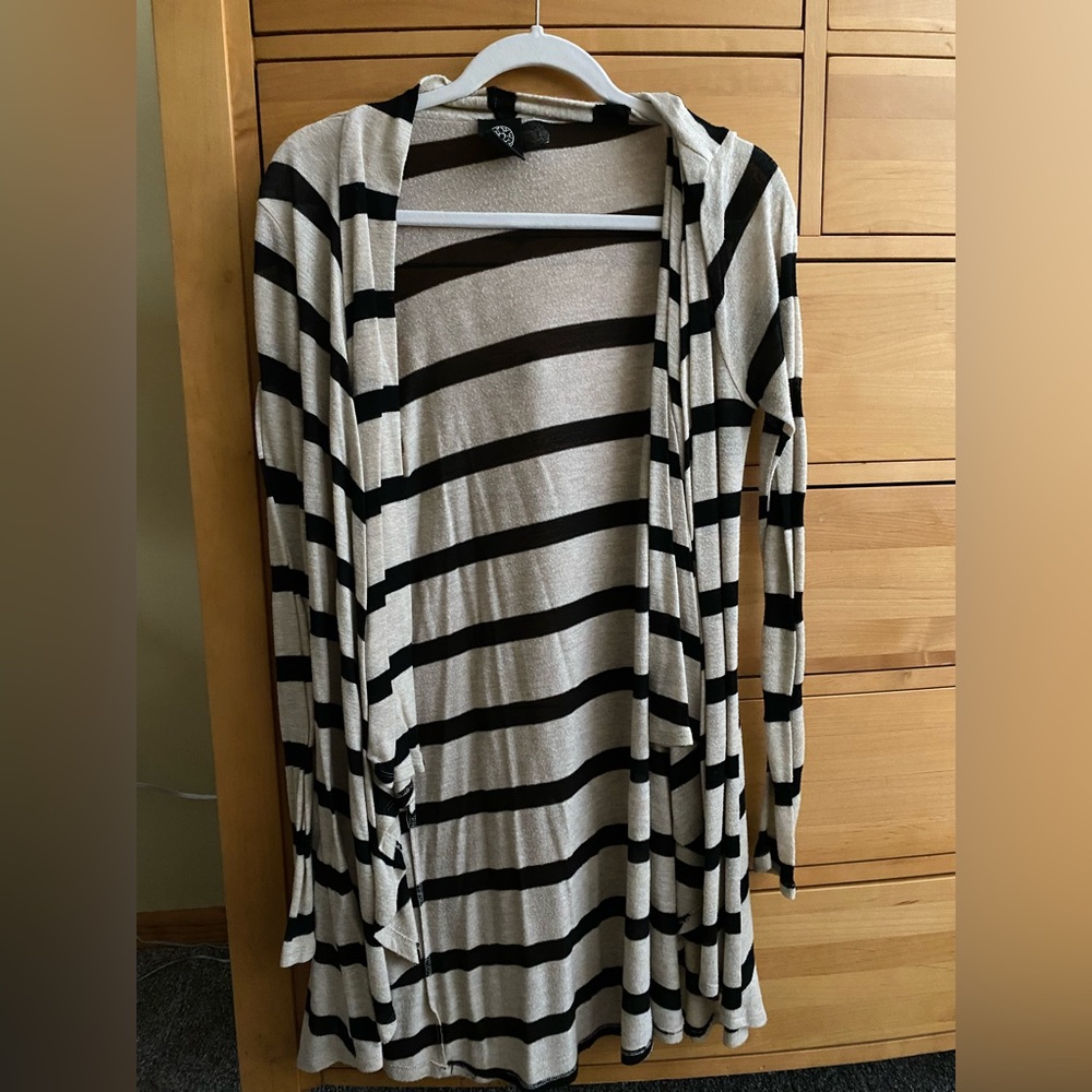 Bobeau Striped Cardigan - Small